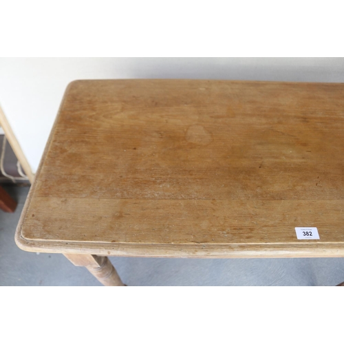 382 - Antique English pine turned leg side table, approx 79cm H x 96.5cm L x 45.5cm D