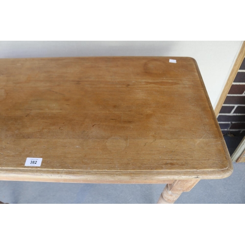 382 - Antique English pine turned leg side table, approx 79cm H x 96.5cm L x 45.5cm D