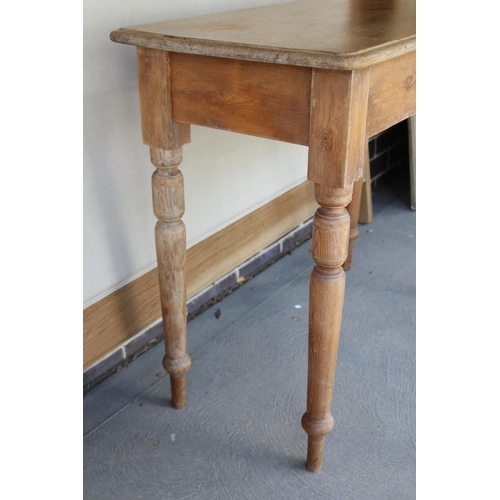 382 - Antique English pine turned leg side table, approx 79cm H x 96.5cm L x 45.5cm D