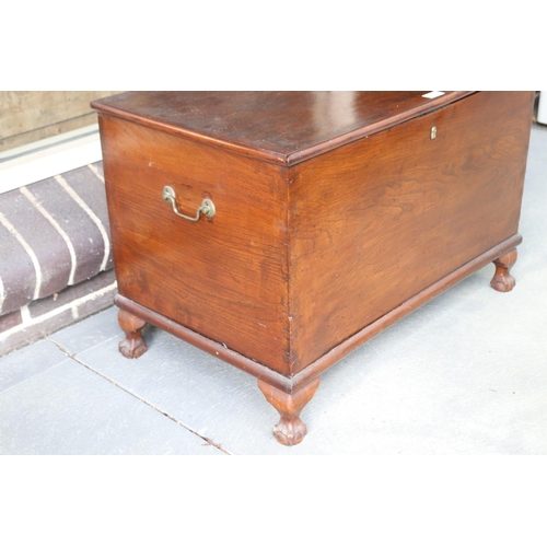 390 - Cedar trunk on later carved legs, approx 52cm H x 77cm W x 46cm D