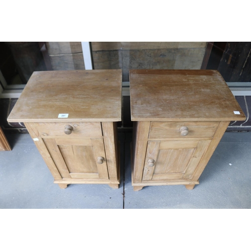 391 - Pair of English pine single drawer pedestal bedside cabinets, each approx 69cm H x 45cm W x 34.5cm D... 