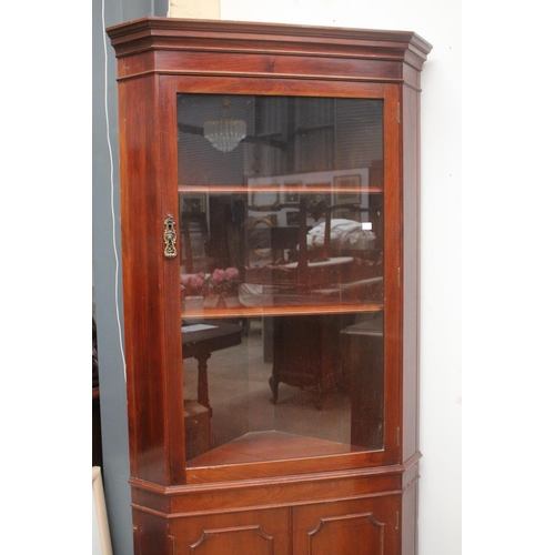 408 - Vintage cedar corner display cabinet, approx 188cm H x 86cm W