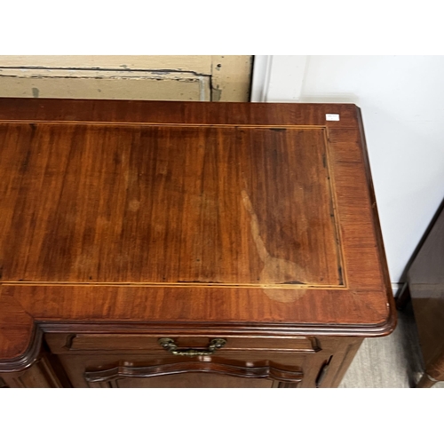 421 - French Louis XV style breakfront buffet, fitted with a central bank of four drawers, lined for flatw... 