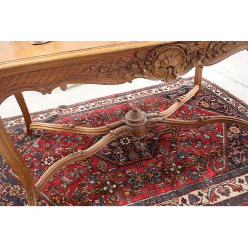 433 - French Louis XV style centre or entry table, with stretcher base & single drawer, approx 76cm H x 14... 