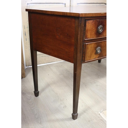 452 - Antique English mahogany George III mahogany bow front sideboard, approx 85cm H x 133cm W x 66cm D