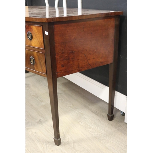 452 - Antique English mahogany George III mahogany bow front sideboard, approx 85cm H x 133cm W x 66cm D