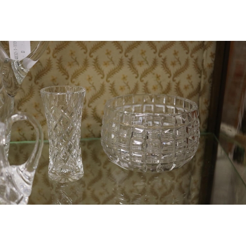 17 - Selection of Bohemian cut crystal, to include water jug, pair of bowls, etc, approx 24cm H and short... 