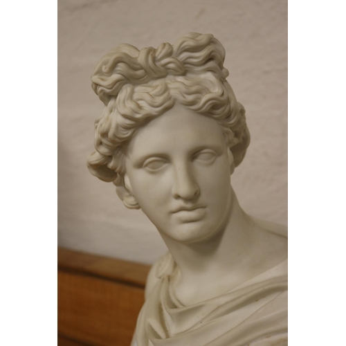 27 - An Art Union of London Parian bust of Apollo modelled by C Delpech Dated 1861. His head looking to h... 
