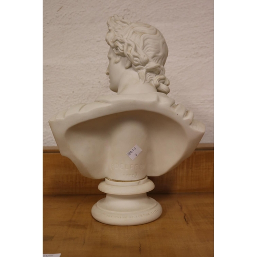 27 - An Art Union of London Parian bust of Apollo modelled by C Delpech Dated 1861. His head looking to h... 