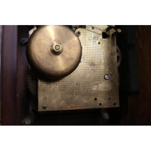 4 - Georgian style bracket clock with moonphase, no key, untested, approx 28cm H x 19cm W x 15cm D