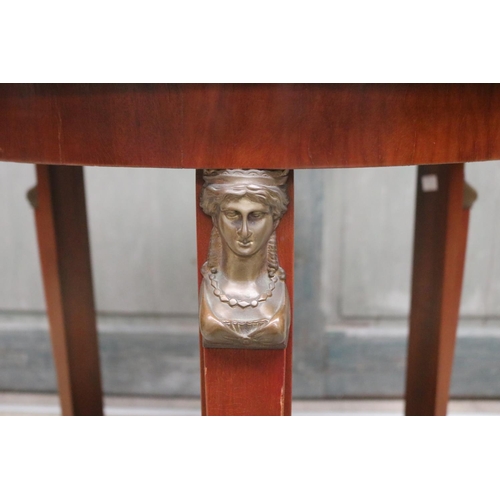 432 - French Empire style marble topped pedestal centre table, approx 64cm H x 85cm Dia