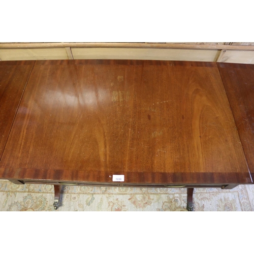 539 - Antique English mahogany drop side sofa table, approx 71cm H x 145cm W with sides up x 61cm D