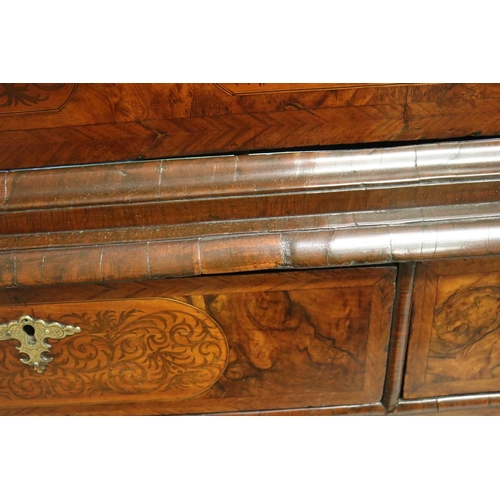 34 - Queen Anne Burr Walnut and Seaweed Marquetry & feather banded Escritoire Circa 1710.  The fall front... 