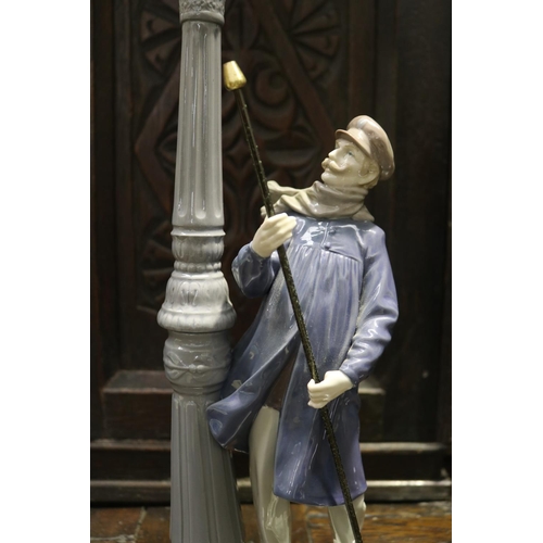 356 - Large Lladro porcelain figure lamp lighter, approx 47cm H, with damages, fingers missing