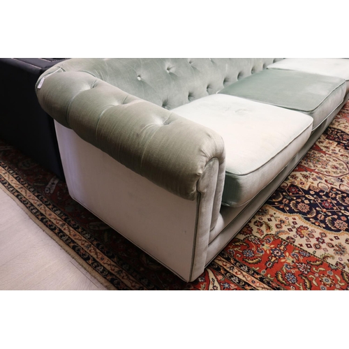 39 - American Mid 20th Century C.1950’s ‘Hollywood Regency’ sofa upholstered in pale green velvet, approx... 