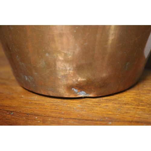 42 - Antique French copper milk jug, with flip cover, approx 24cm H