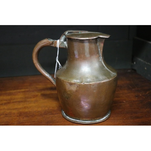 47 - Antique 19th century French copper lidded jug, approx 21cm H