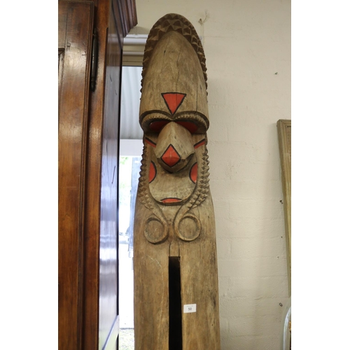 50 - Large carved hardwood slit drum Vanuatu - Freddy Bule of Fanton 2005, approx 239 cm H x 31 cm Ex Ann... 