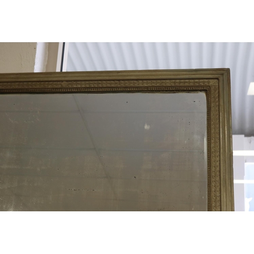 51 - Antique French painted green grey mantle mirror, approx 114cm x 100cm