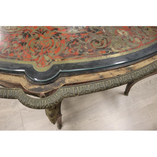 58 - Antique French Napoleon III period Boulle centre table fitted with a central drawer, approx 77cm H x... 