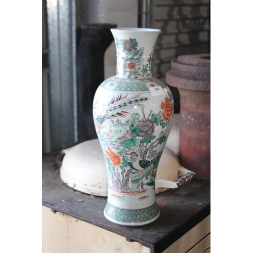 360 - Large Chinese famille verte baluster shape porcelain vase, approx 46cm H (crack to rim)