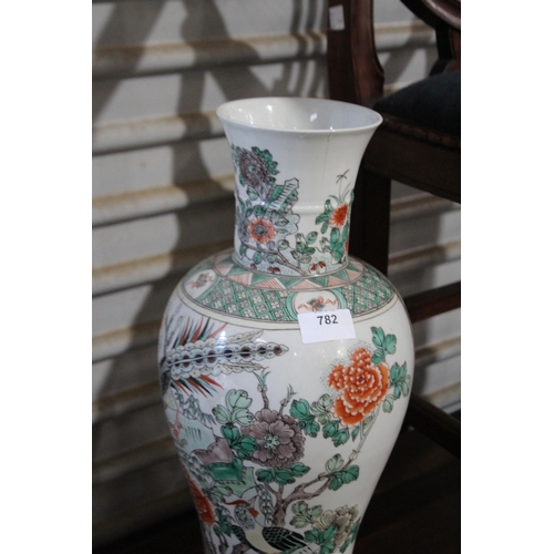 360 - Large Chinese famille verte baluster shape porcelain vase, approx 46cm H (crack to rim)