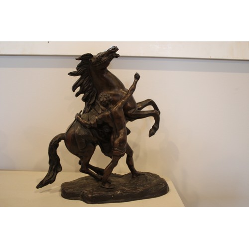 364 - Antique bronze Marley Horse after the original by Guillaume Coustou the Elder 1677-1746, approx 30cm... 