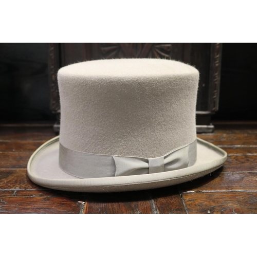 429 - Akubra grey felt top hat, label 61