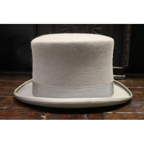 429 - Akubra grey felt top hat, label 61