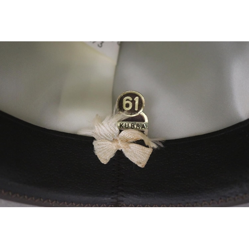 429 - Akubra grey felt top hat, label 61