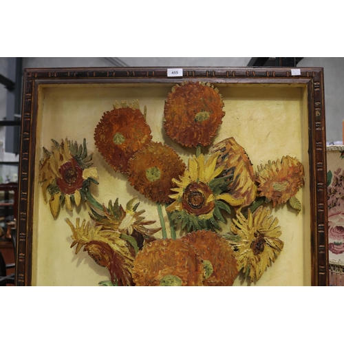 455 - Peter Baka (1958-.) Australia, Sunflowers, carved wood in high relief, Ex Robin Gibson gallery, appr... 