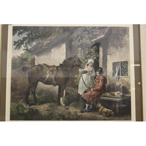 503 - Antique coloured lithograph, after George Mooreland, The Country Butcher, approx 44.5 cm x 54 cm