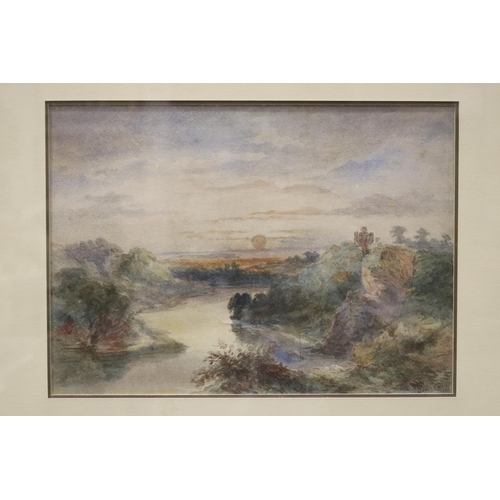 535 - David Cox I (1783-1859) England- unknown view, river landscape, signed and dated lower right,  1850,... 