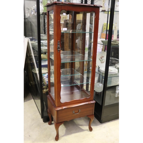 581 - Modern single door and drawer display cabinet, approx 153cm H x 50cm W x 36cm D