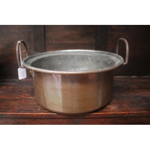 500 - Small French twin handle preserving pot, approx 14cm H excluding handles x 32cm Dia