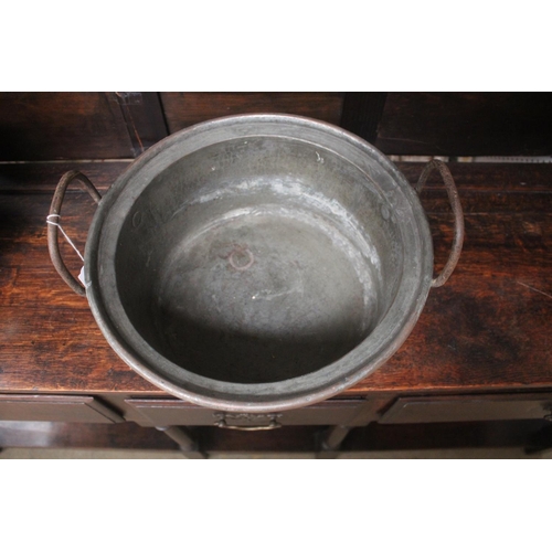 500 - Small French twin handle preserving pot, approx 14cm H excluding handles x 32cm Dia