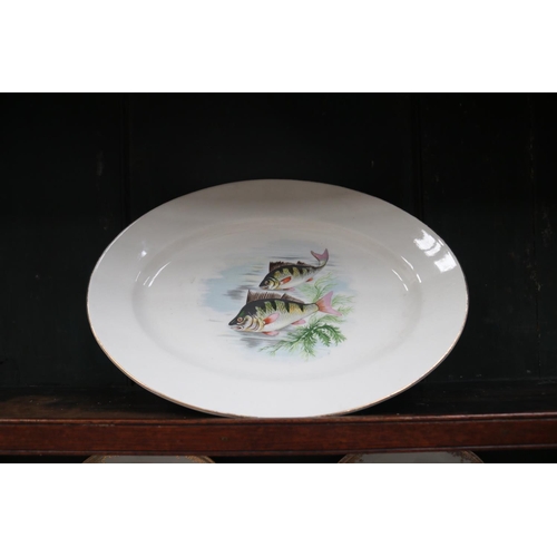 513 - French porcelain fish service, comprising set of 12 plates, each decorated with various species of f... 