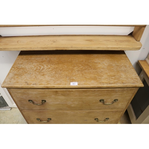 461 - Antique English pine three drawer chest, with brass drop bale handles, approx 94cm H x 80cm W x 43cm... 