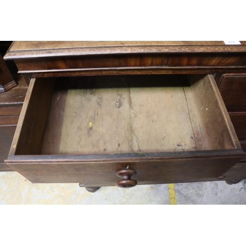 475 - Antique early 19th century English Lancashire oak and mahogany banded chest of five drawers. Standin... 