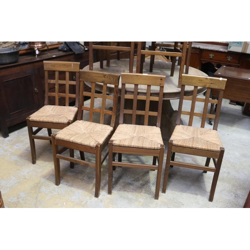 483 - Set of eight country style dining chairs, with rush seats (8)