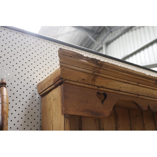 485 - Antique early 19th century Irish pine two height dresser, approx 213cm H x 138cm W x 46cm D