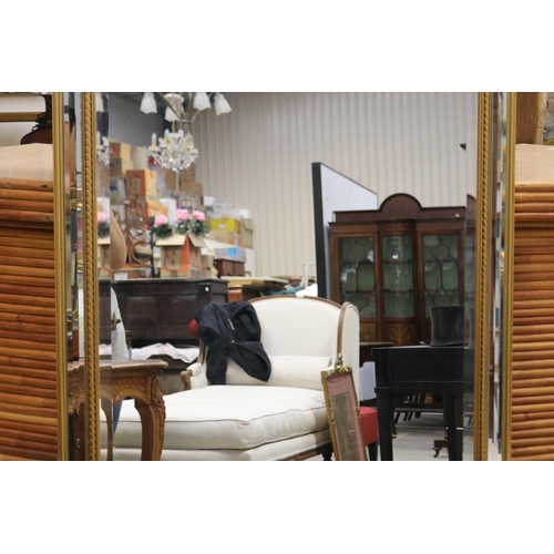 550 - Quality Modern French beveled cushion mirror, approx 174cm x 83cm