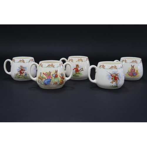 5143 - Royal Doulton, Bunnykins two handle mugs and four singles, approx 7.5cm H each (5)