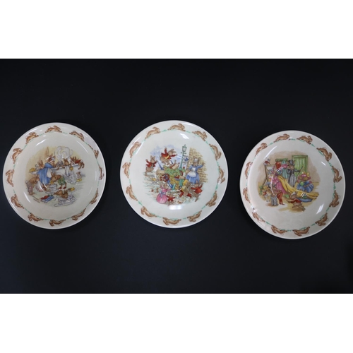 5149 - Royal Doulton, Bunnykins five cups and three saucers, plate approx 14cm Dia each