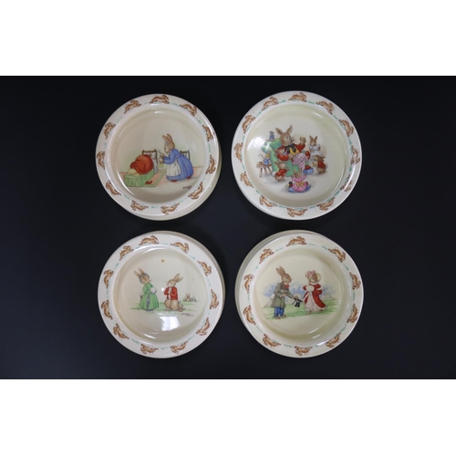 5161 - Royal Doulton, Bunnykins babies round dishes sick, Propsal, grandpa etc, approx 15cm Dia each (4)