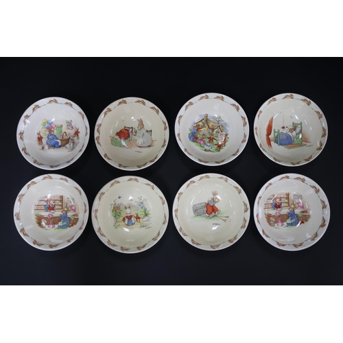 5172 - Royal Doulton, Bunnykins Barbara Vernon six bowls, approx 4.5cm H x 15cm Dia each (8)