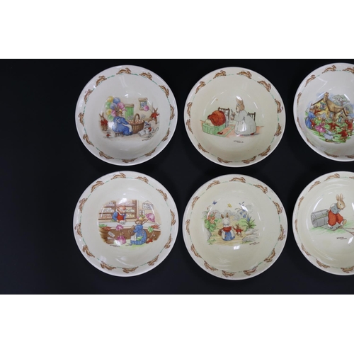 5172 - Royal Doulton, Bunnykins Barbara Vernon six bowls, approx 4.5cm H x 15cm Dia each (8)