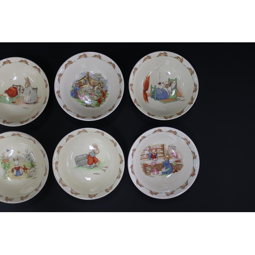 5172 - Royal Doulton, Bunnykins Barbara Vernon six bowls, approx 4.5cm H x 15cm Dia each (8)