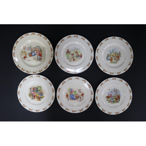 5173 - Royal Doulton, Bunnykins six dinner plates some Barabra Vernon, approx 22cm Dia & smaller