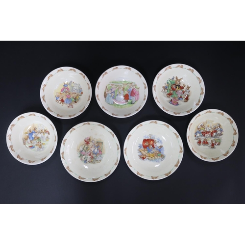 5178 - Royal Doulton, Bunnykins seven various bowls, some damages, approx 4.5cm H x 7.5cm Dia & smaller
